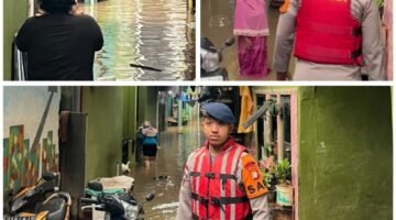 Brimob Polda Metro Jaya Laksanakan Patroli SAR di Kebon Pala, Siaga Hadapi Potensi Banjir