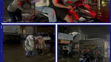 Hujan Deras Rendam Pondok Aren, Brimob Metro Jaya Bergerak Cepat