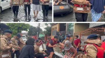 Brimob Metro Jaya Siaga Banjir Griya Kencana 1, Pastikan Warga Aman