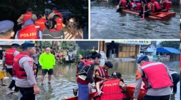 Villa Mutiara Pluit Terendam Banjir, Brimob Polda Metro Jaya Bergerak Evakuasi Warga