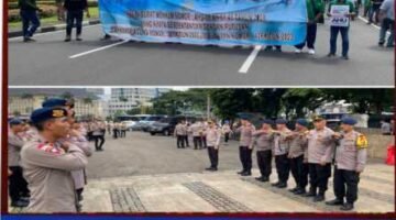 Brimob Polda Metro Jaya Berikan Pelayanan pada Aksi Penyampaian Aspirasi KSPI di Monas
