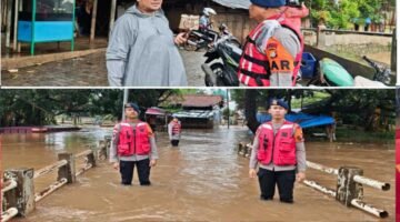 Brimob Polda Metro Jaya Siagakan Tim SAR di Tengah Banjir Bendungan Polor, Cipondoh