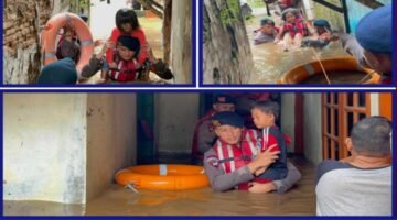 Di Tengah Genangan Air, Kepedulian Tim SAR Brimob Metro Jaya Evakuasi Warga Kebon Pala