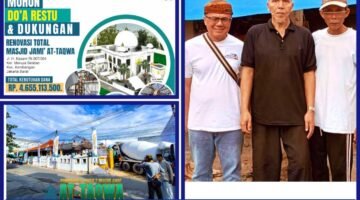 Warga Meruya Selatan Gotong Royong Bersihkan Masjid Jami At-Taqwa Jelang Ramadhan 1447 H