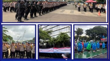 Brimob Batalyon C Pelopor Melaksanakan Pelayanan Aksi Penyampaian Pendapat di Kantor Graha Pertamina
