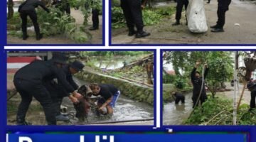 Brimob Metro Jaya Bersama Warga Gelar Aksi “Jaga Jakarta Bersih” di Cikarang Pusat, Kab. Bekasi