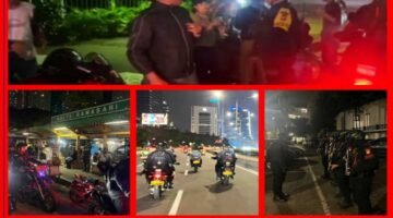Brimob Polda Metro Jaya Patroli di Wilayah Jakarta Pusat