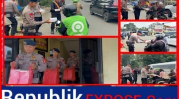 Brimob Polda Metro Jaya Berbagi Takjil, Pengguna Jalan di Ciputat Sambut Hangat