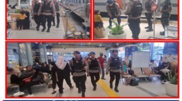 Brimob Metro Jaya Sterilisasi Stasiun Pasar Senen, Amankan Arus Balik Penumpang
