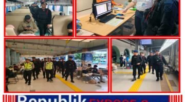 Brimob Polda Metro Jaya Sterilisasi Stasiun Pasar Senen, Puluhan Ribu Penumpang Terlayani Aman