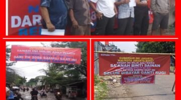 Belum Menerima Ganti Rugi ; Para Ahli Waris “Saanah Binti Sainan ” Menutup Jalan Tanggul Timur di Kelurahan Kapuk