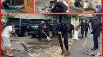 Brimob Metro Jaya Gelar Gerakan ASRI, Masjid dan Lingkungan Warga Ciputat Jadi Lebih Bersih