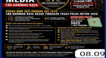 5 Tahun Lebih Tanpa Kejelasan: Kasus SHM Jati Padang Aki Tato, * LBH HARIMAU RAYA Keluarkan Peringatan Keras dan Desak Langkah Konkret