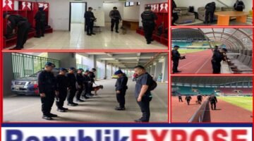 Brimob Polda Metro Jaya Sterilisasi Stadion Patriot Bekasi Jelang Sriwijaya FC vs Garudayaksa