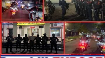 Patroli Brimob Batalyon C Pelopor Tertibkan Kerumunan di Tangsel