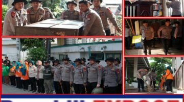 Brimob Polda Metro Jaya Bersih-bersih Masjid-Gereja di Senen, Libatkan Warga