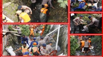 Brimob Metro Jaya Gencarkan Gerakan ASRI, Kali Cipinang Dibersihkan dari Sampah