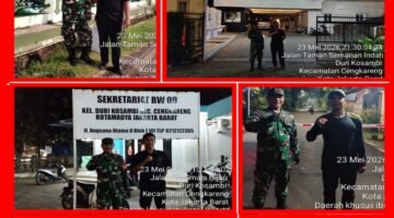 Babinsa Koramil 04/Cengkareng Serka Slamet , Bersama  Mitra Koramil Laksanakan Patroli Malam