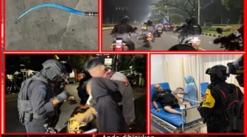 Brimob Polda Metro Jaya Amankan Celurit dan Bantu Warga Sakit Saat Patroli Dini Hari di Jakarta Utara