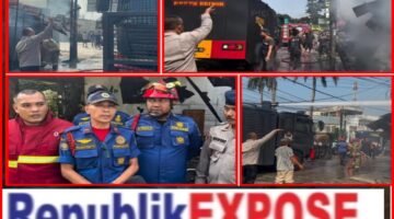 Brimob Polda Metro Jaya Bantu Padamkan Kebakaran Dua Kios di Ciputat
