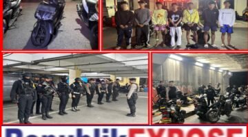 Brimob Metro Jaya Amankan Konvoi Pemuda Tanpa Surat Kendaraan di Cipayung