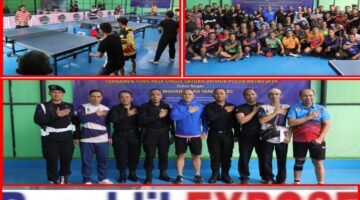 Brimob Polda Metro Jaya Pererat Kebersamaan Dengan Masyarakat Lewat Turnamen Tenis Meja di Bekasi