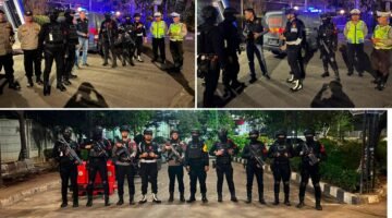 Patroli Brimob Metro Jaya Jaga Situasi Bekasi Kota Tetap Kondusif Hingga Dini Hari