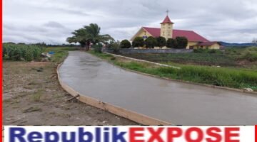 Janji Bupati Humbahas, Jalan Rabat Beton Menuju Gereja Dibangun Melalui Swadaya PT Thalenta.