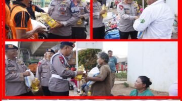 Brimob Polda Metro Jaya Peduli Bagikan Paket Sembako di Cipinang